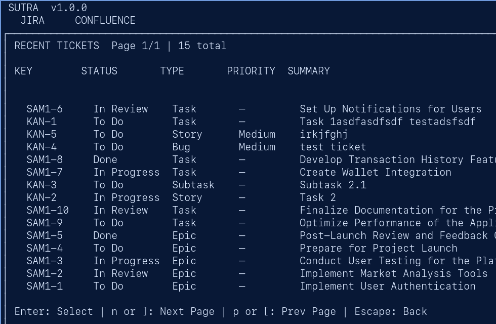 Sutra terminal capture: Browse tickets